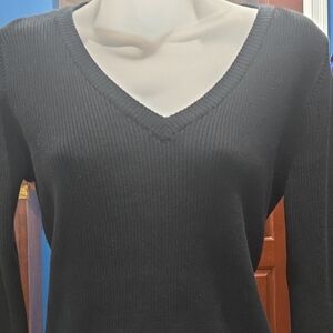 VTG Polo Jenas Co., Ralph Lauren, Classic Black V-Neck Shirt, L, 100% Cotton